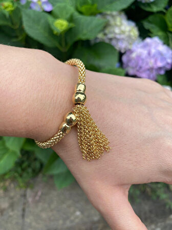 Kadın Gümüş İthal Zincir Püsküllü Tasarım Bileklik