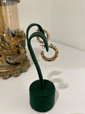 Kadın Gümüş Zirkon Taşlı Halka Küpe