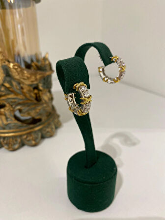 Kadın Gümüş Zirkon Taşlı Halka Küpe