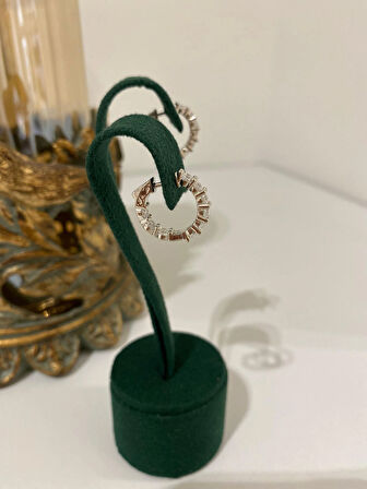 Kadın Gümüş Zirkon Taşlı Halka Küpe