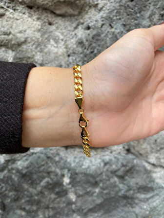 Kadın Gümüş Gold Harfli Zincir Bileklik