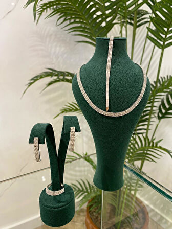 Kadın Gümüş Zirkon Taşlı Set Takımı