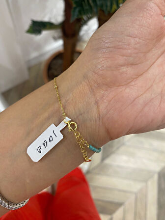 Kadın Gümüş Turkuaz Doğal Taşlı Bileklik