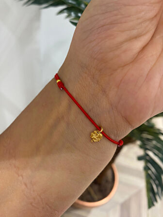 Kadın Gümüş Kırmızı İpli Mineli Bileklik