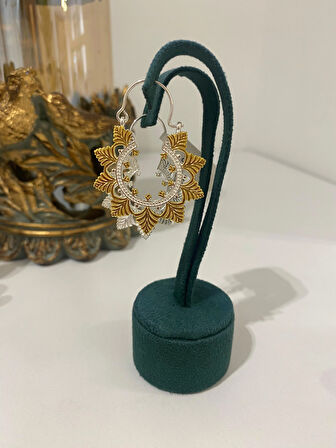 Kadın Gümüş Gold Tasarım Küpe