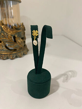 Kadın Gümüş İncili Yonca Küpe