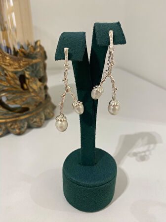 Kadın Gümüş İncili Dal Küpe