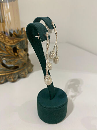 Kadın Gümüş İncili Dal Küpe