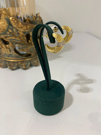 Kadın Gümüş Taşlı Bombeli Küpe