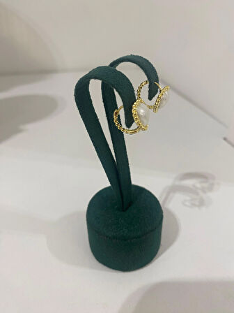 Kadın Gümüş İnci Kalp Küpe