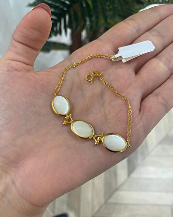 Kadın Gümüş Ay Taşı Bileklik