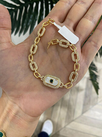 Kadın Gümüş Sedefli Mineli Bileklik