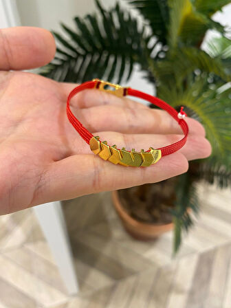 Kadın Gümüş Kırmızı Kordon Bileklik