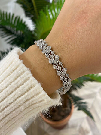 Kadın Gümüş Zirkon Taşlı Bileklik