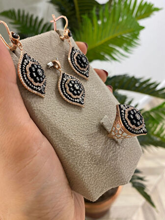 Kadın Gümüş Elmas Montür Tasarım Set 