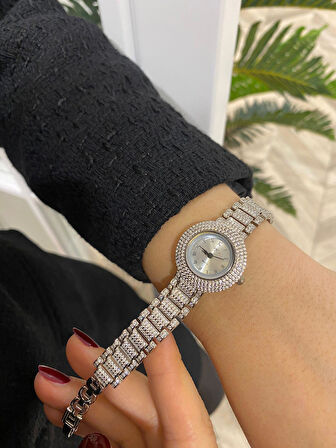 925 Ayar Gümüş Zirkon Taşlı Saat 