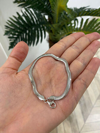 Kadın Gümüş İthal Yassı Bileklik