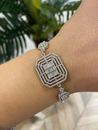 Kadın Gümüş Baget Zirkon Taşlı Bileklik