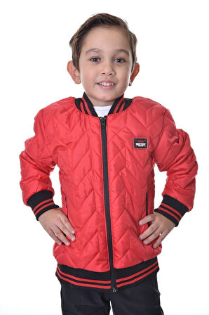 Erkek Çocuk Kolej Yaka Astarlı Su ve Rüzgar Geçirmez Fermuarlı Cep Mont Ceket
