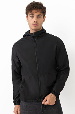 Erkek Kapüşonlu Su ve Rüzgar Geçirmez Cepli Astarlı Oversize Yağmurluk