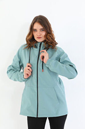 Kadın Astarlı Su Geçirmez Ve Rüzgara Dayanıklı Kapüşonlu Iç Cepli Yağmurluk - Rüzgarlık