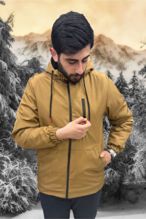 Erkek Kürklü Su Ve Rüzgar Geçirmez Kapüşonlu Kışlık Mont & Kaban & Parka