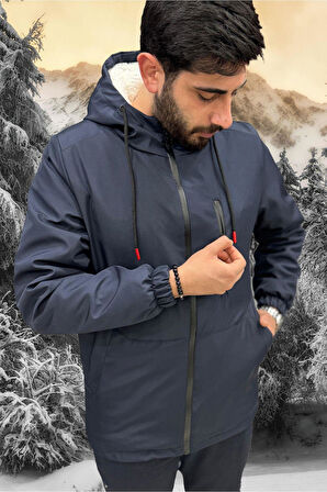 Erkek Kürklü Su Ve Rüzgar Geçirmez Kapüşonlu Kışlık Mont & Kaban & Parka