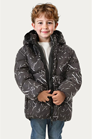 Erkek Çocuk Çıkabilir Kapüşonlu Su ve Rüzgar Geçirmez Cepli Kışlık Şişme Mont & Kaban & Parka