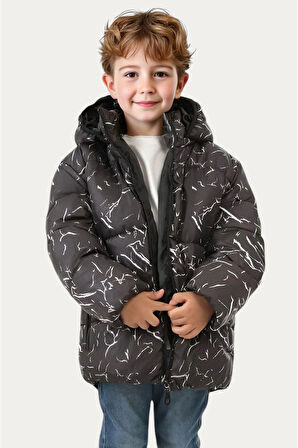 Erkek Çocuk Çıkabilir Kapüşonlu Su ve Rüzgar Geçirmez Cepli Kışlık Şişme Mont & Kaban & Parka