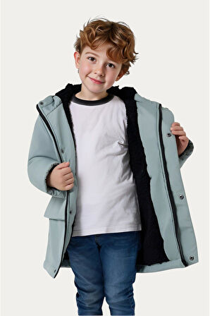 Erkek Çocuk İçi Kürklü Su Ve Rüzgar Geçirmez Kapüşonlu 3 Cep Kışlık Mont & Kaban & Parka