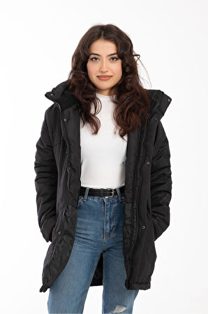 Spor Kadın Polarlı Su Ve Rüzgar Geçirmez Kapüşonlu Kışlık Mont & Kaban & Parka