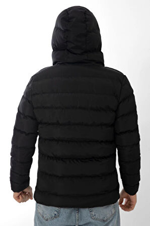 Spor Erkek Kapüşonlu Polarlı Kürklü Su Geçirmez Rüzgara Dayanıklı Şişme Mont Kaban Parka