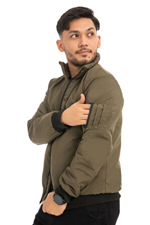 Spor Erkek Astarlı Dik Yaka Mevsimlik Cepli Su ve Rüzgar Geçirmez Mont