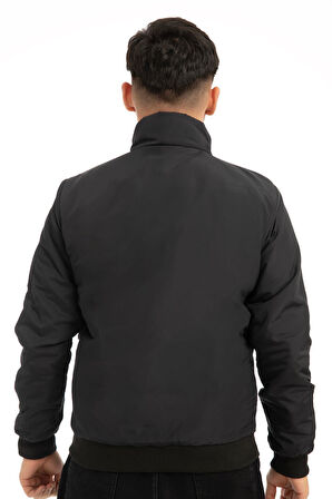 Spor Erkek Astarlı Dik Yaka Mevsimlik Cepli Su ve Rüzgar Geçirmez Mont