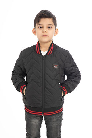 Spor Erkek Çocuk Kolej Yaka Astarlı Su ve Rüzgar Geçirmez Fermuarlı Cep Mont Ceket