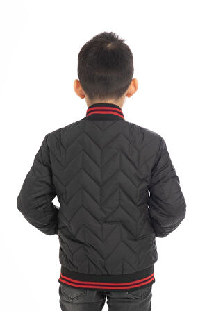 Spor Erkek Çocuk Kolej Yaka Astarlı Su ve Rüzgar Geçirmez Fermuarlı Cep Mont Ceket