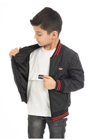 Spor Erkek Çocuk Kolej Yaka Astarlı Su ve Rüzgar Geçirmez Fermuarlı Cep Mont Ceket