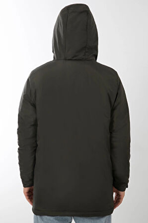 Spor Erkek Polarlı Kürklü Su Ve Rüzgar Geçirmez Kapüşonlu Kışlık Mont & Kaban & Parka