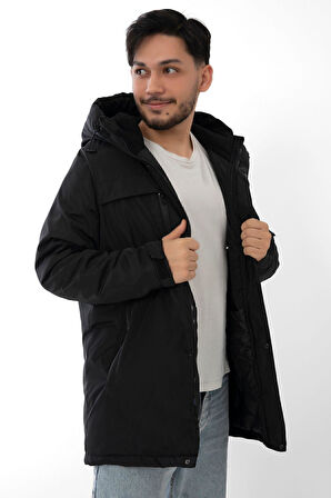 Spor Erkek Polarlı Kürklü Su Ve Rüzgar Geçirmez Kapüşonlu Kışlık Mont & Kaban & Parka