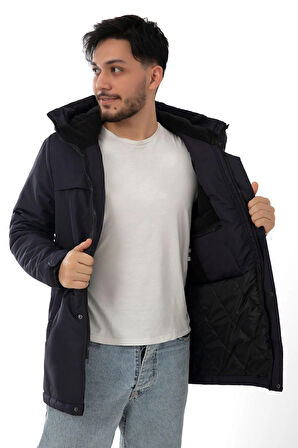 Spor Erkek Polarlı Kürklü Su Ve Rüzgar Geçirmez Kapüşonlu Kışlık Mont & Kaban & Parka