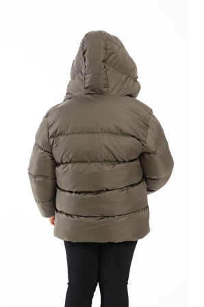 Spor Kız Çocuk Polarlı Kapüşonlu Su Geçirmez Rüzgara Dayanıklı Şişme Kışlık Mont & Kaban