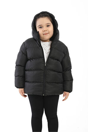 Spor Kız Çocuk Polarlı Kapüşonlu Su Geçirmez Rüzgara Dayanıklı Şişme Kışlık Mont & Kaban