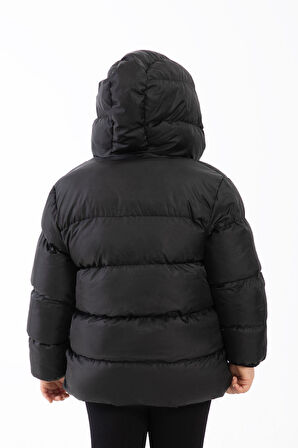 Spor Kız Çocuk Polarlı Kapüşonlu Su Geçirmez Rüzgara Dayanıklı Şişme Kışlık Mont & Kaban