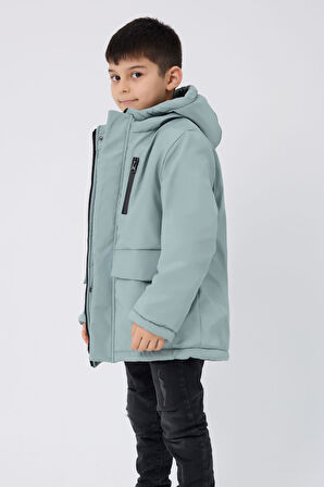 Spor Erkek Çocuk Kürklü Su Ve Rüzgar Geçirmez Kapüşonlu 3 Cep Kışlık Mont & Kaban & Parka