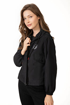 Spor Kadın Su Yeşili Su Geçirmez Ve Rüzgara Dayanıklı Kapüşonlu Cepli Çıt Çıtlı Mevsimlik Yağmurluk