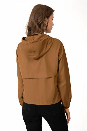 Spor Kadın Su Yeşili Su Geçirmez Ve Rüzgara Dayanıklı Kapüşonlu Cepli Çıt Çıtlı Mevsimlik Yağmurluk