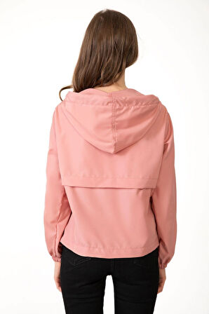 Spor Kadın Su Yeşili Su Geçirmez Ve Rüzgara Dayanıklı Kapüşonlu Cepli Çıt Çıtlı Mevsimlik Yağmurluk