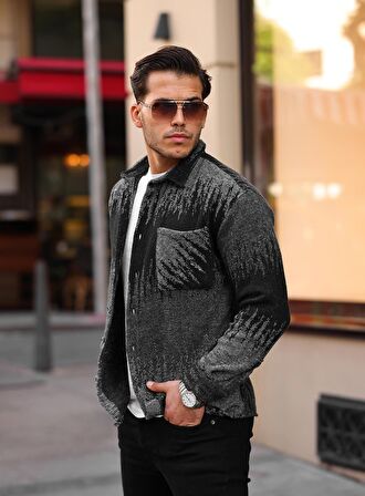 Special Etnik Desen Gömlek - Siyah