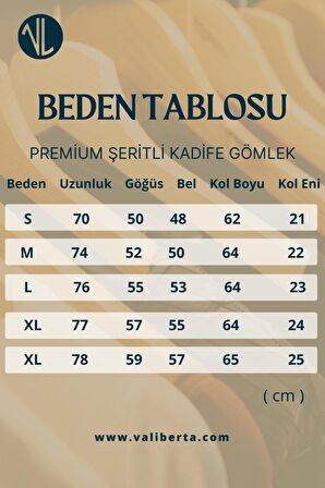 Premium Şeritli Kadife Gömlek - Krem