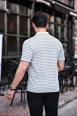 Polo V Yaka Örme Tişört - Gri